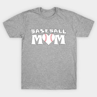 Baseball Mom Heart Shaped Baseball T-Shirt